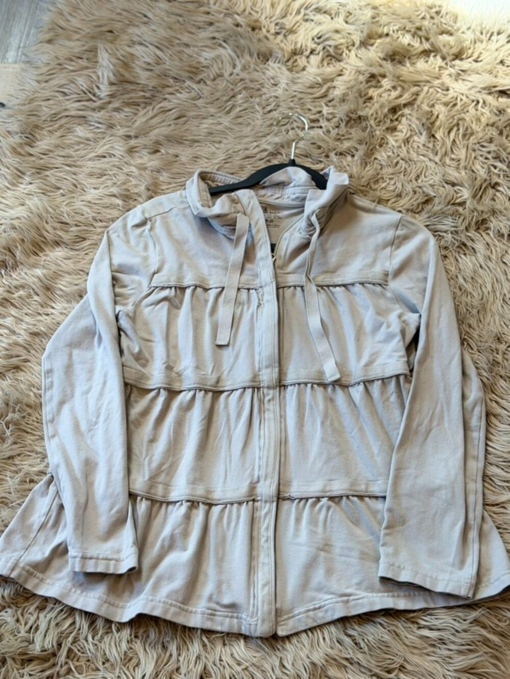 Neon Buddha Gray Wendy Tiered Ruffle Zip Up Hoodie Jacket Size XS